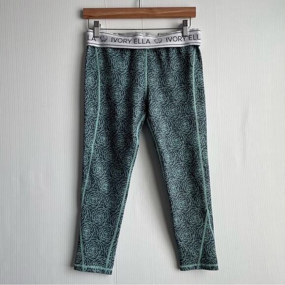 Ivory Ella floral patterned yoga pants size large blue and green flower print - Picture 9 of 11